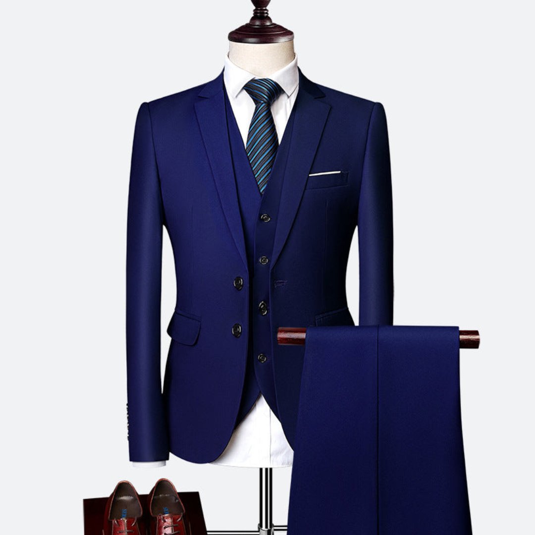 Men's 3 Piece Suit, Double-Breasted Tailored Formal Blazer Waistcoat & Trousers Set 2