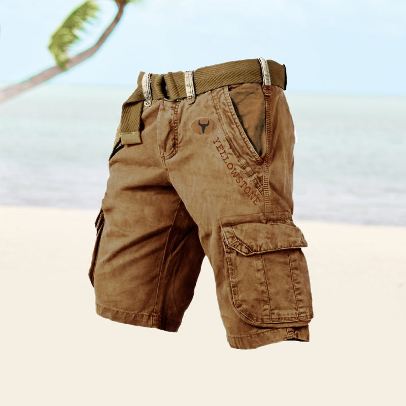 Men's Cargo Shorts, Knee Length Relaxed Fit Casual Summer Shorts with Belt & Pockets 7