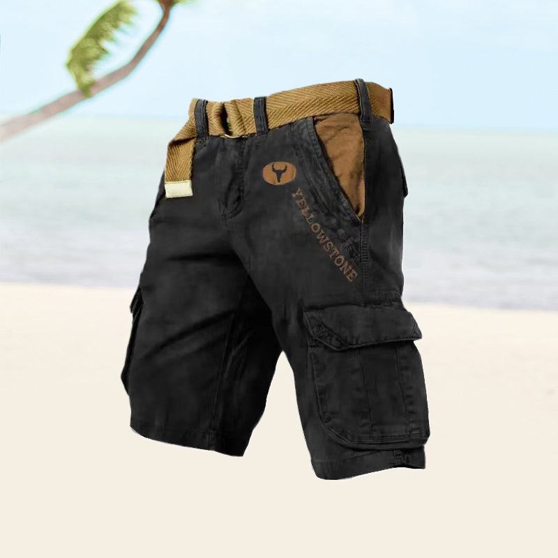 Men's Cargo Shorts, Knee Length Relaxed Fit Casual Summer Shorts with Belt & Pockets 2