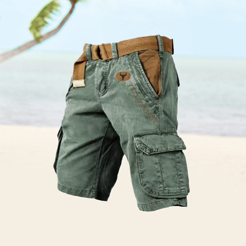 Men's Cargo Shorts, Knee Length Relaxed Fit Casual Summer Shorts with Belt & Pockets 4