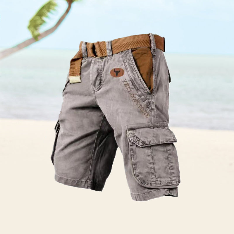 Men's Cargo Shorts, Knee Length Relaxed Fit Casual Summer Shorts with Belt & Pockets 1