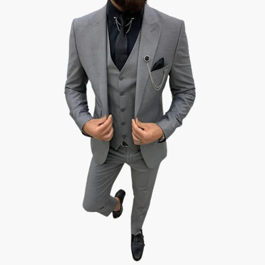 Men's Wedding Suit, Slim Fit Notch Lapel Blazer Waistcoat & Trousers Set for Formal Occasions 8