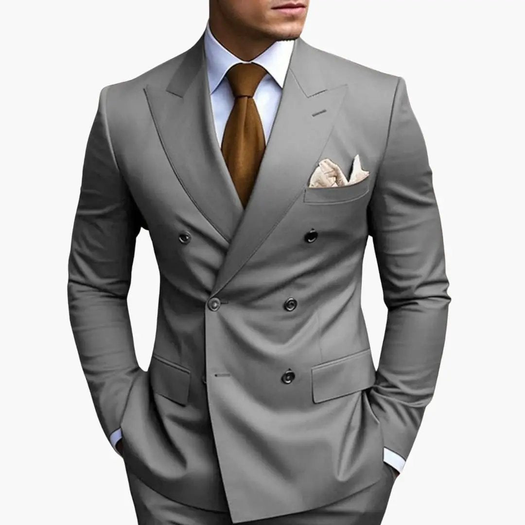 Men's Double-Breasted Wedding Suit, Tailored Blazer & Trousers Formal Event Set 5