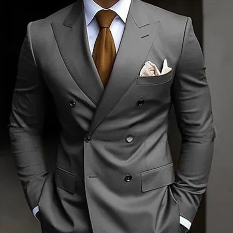 Men's Double Breasted Suit Set, Slim Fit Structured Blazer & Trousers for Weddings & Events 6