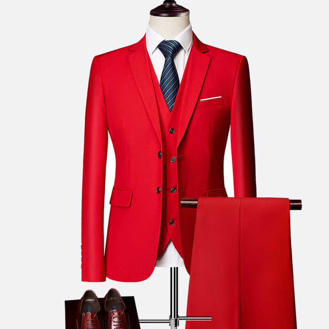Men's 3 Piece Suit, Double-Breasted Tailored Formal Blazer Waistcoat & Trousers Set 9