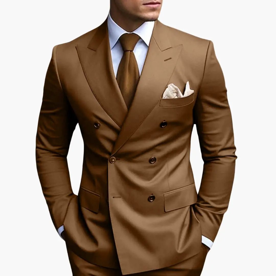 Men's Double-Breasted Wedding Suit, Tailored Blazer & Trousers Formal Event Set 3