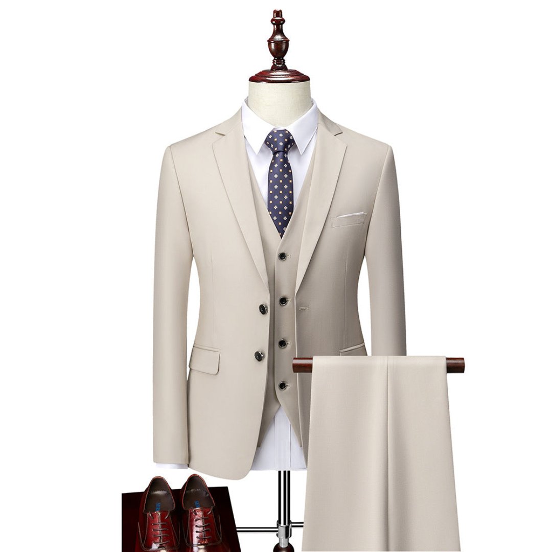 Men's 3 Piece Suit, Double-Breasted Tailored Formal Blazer Waistcoat & Trousers Set 6