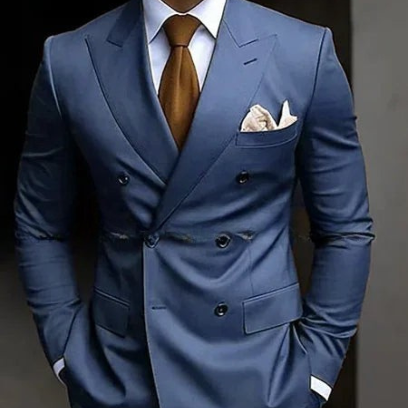 Men's Double Breasted Suit Set, Slim Fit Structured Blazer & Trousers for Weddings & Events 10
