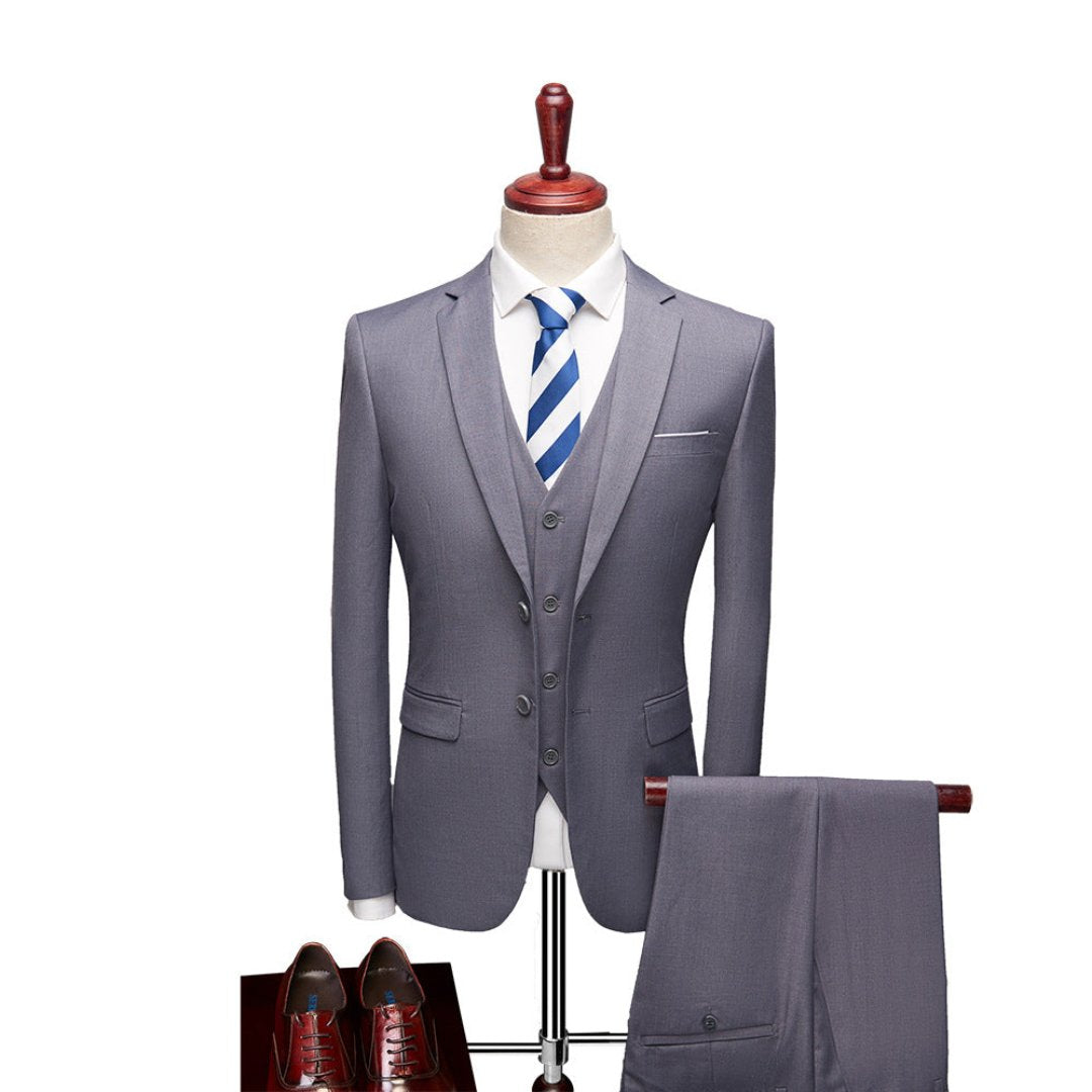 Men's 3 Piece Suit, Double-Breasted Tailored Formal Blazer Waistcoat & Trousers Set 5
