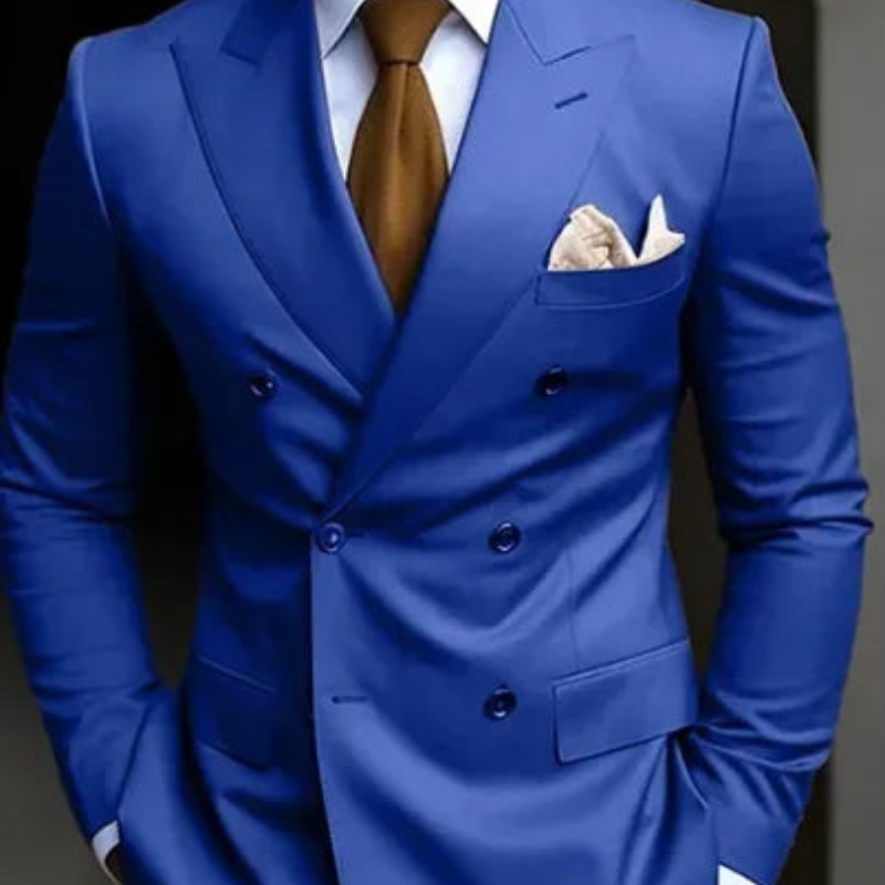 Men's Double Breasted Suit Set, Slim Fit Structured Blazer & Trousers for Weddings & Events 9