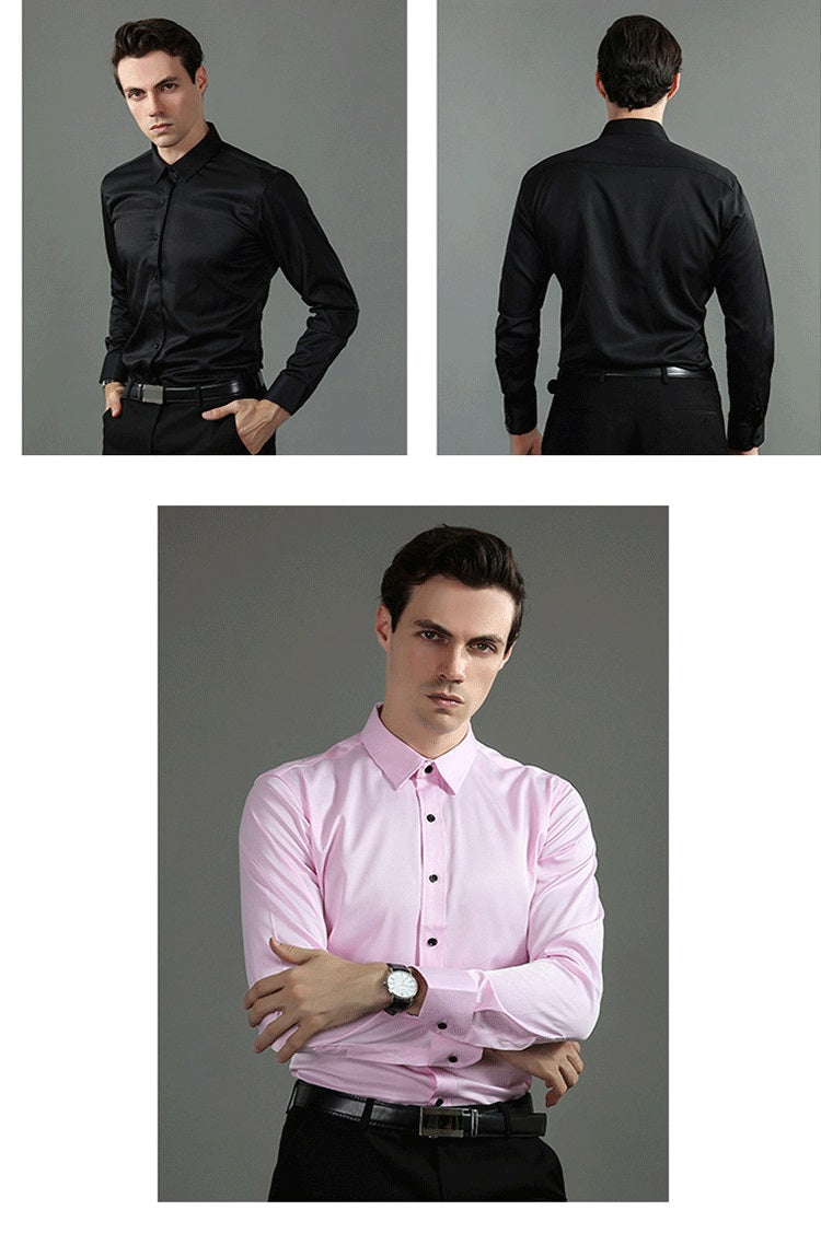 Men's Long Sleeve Formal Shirt, Flexible Fit Smart Button-Up Dress Shirt for Events 14