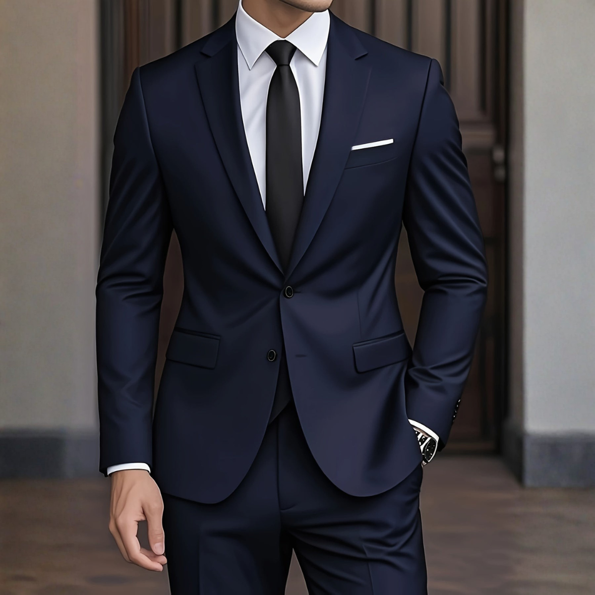 Men's Slim Fit Suit, 2 Piece Tailored Button-Up Blazer & Trousers Set for Formal Events 11