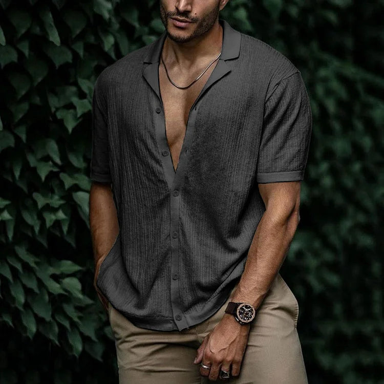 Men's Short Sleeve Summer Shirt, Relaxed Fit Casual Button-Up Holiday Shirt for Everyday Wear 20