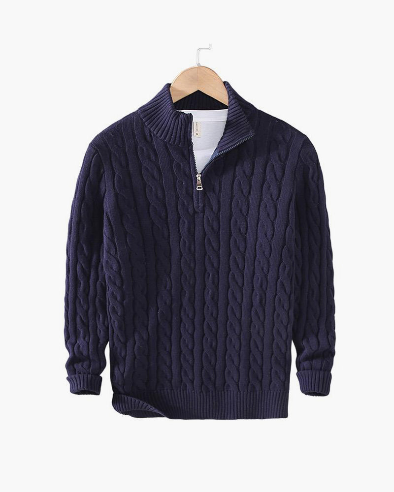 Cable-Knit Half-Zip Sweater
