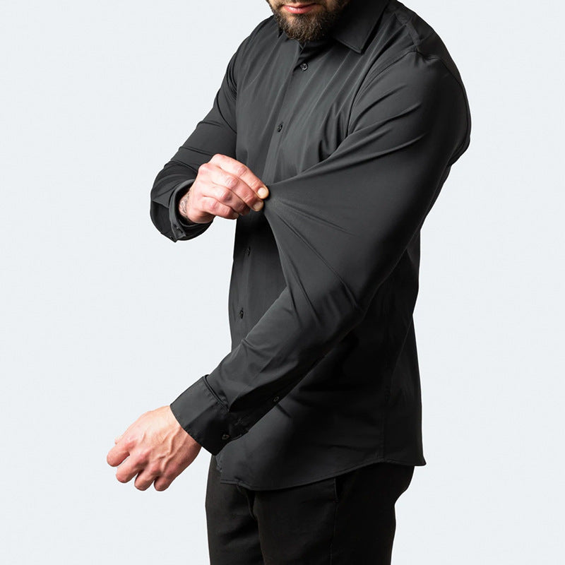 Men's Long Sleeve Shirt, Slim Fit Stretch Smart Casual Button-Down Dress Shirt for Everyday Wear 2