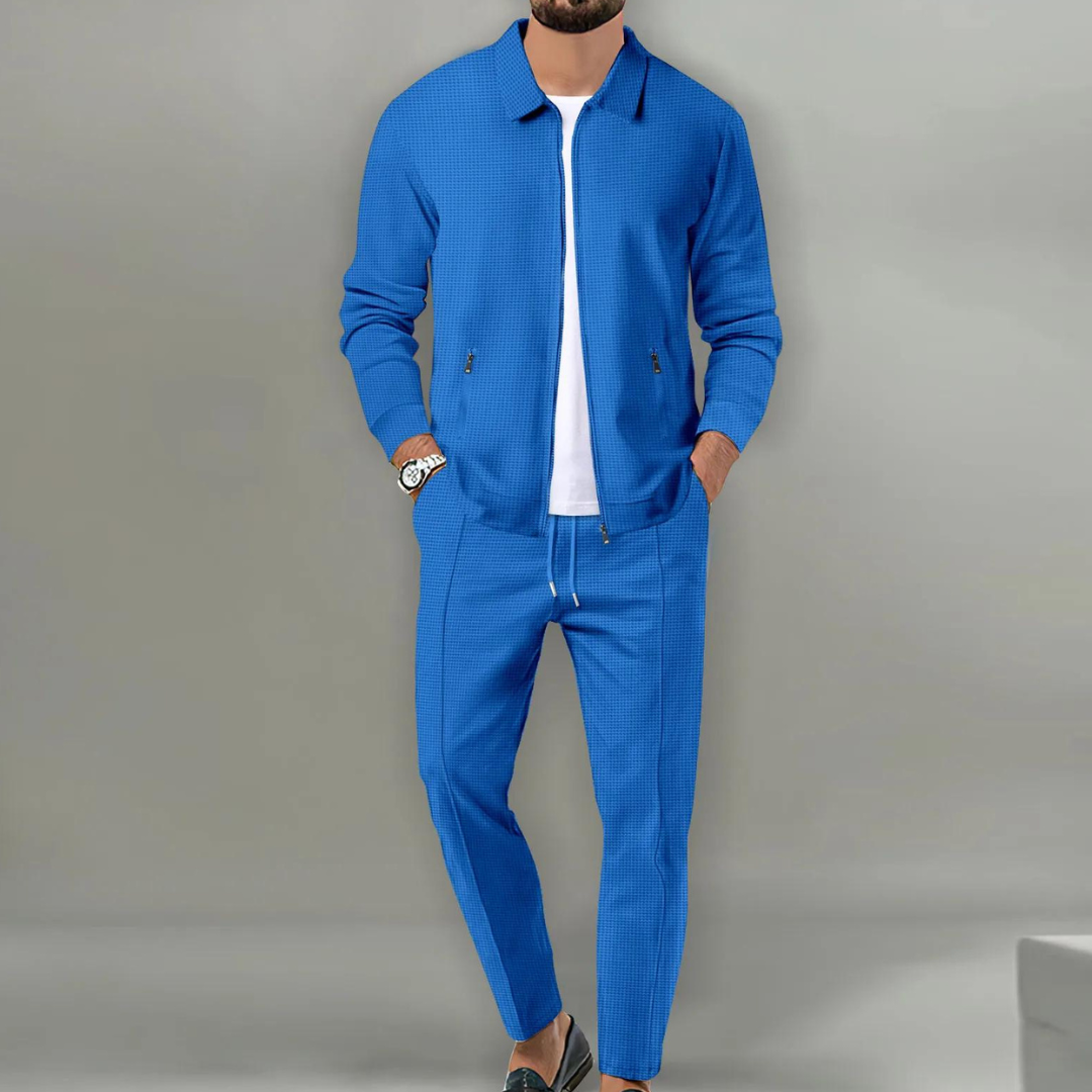 Men's 2 Piece Tracksuit Set, Bomber Jacket & Elastic Trousers Casual Sporty Outfit 5