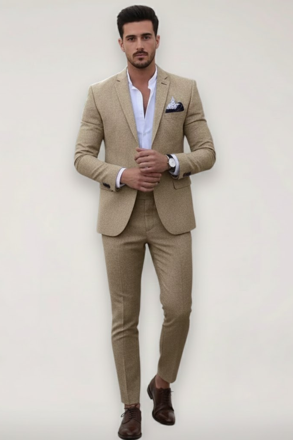 Men's Slim Fit Spring Suit, 2 Piece Modern Tailored Blazer & Trousers Set for Weddings 1