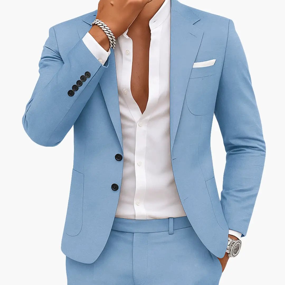 Men's 2 Piece Wedding Suit, Slim Fit Tailored Blazer & Trousers Set for Formal Events 1