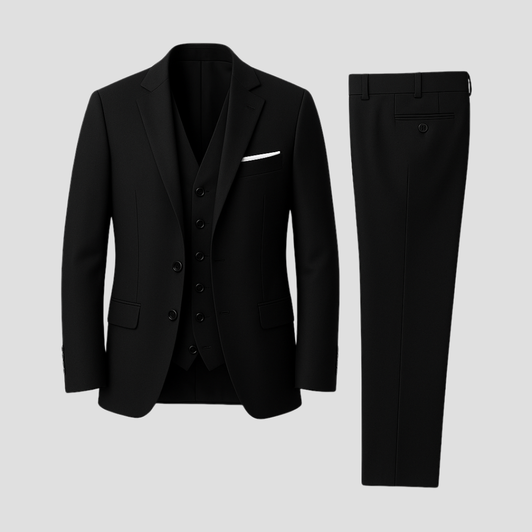 Men's 3 Piece Suit, Slim Fit Tailored Blazer Waistcoat & Trousers Set for Weddings 1