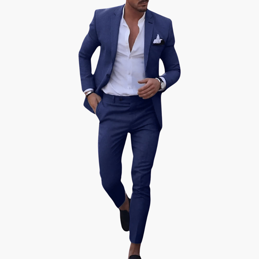 Men's Slim Fit Summer Suit, 2 Piece Tailored Blazer & Trousers Set for Weddings & Events 2