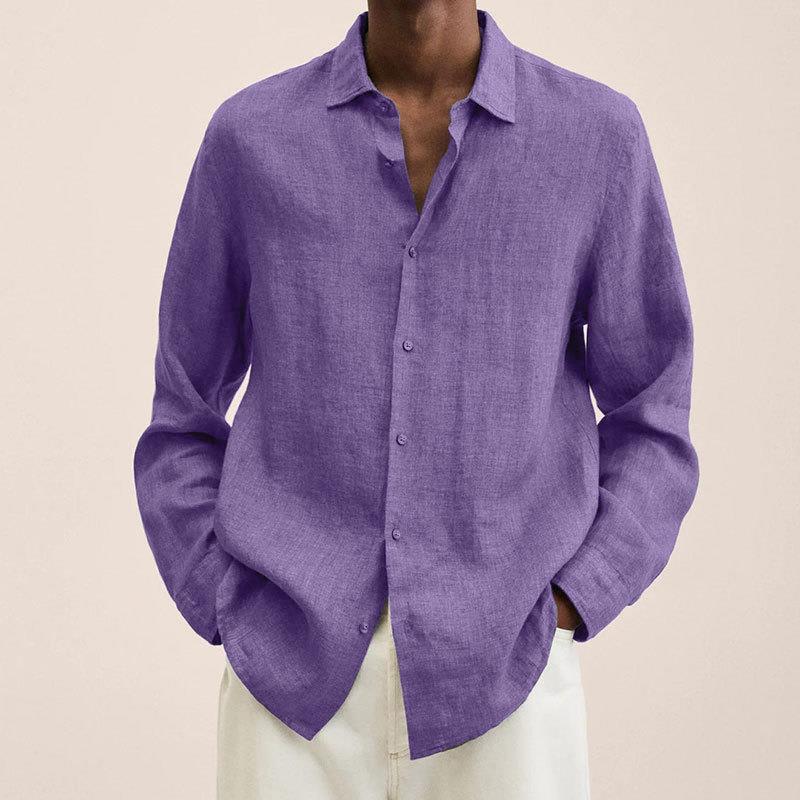 Men's Long Sleeve Shirt, Classic Fit Button-Up Collar Smart Casual Cotton Shirt 6