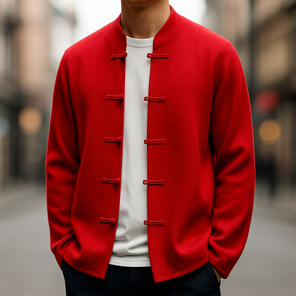 Soft-Knit Stand-Collar Cardigan
