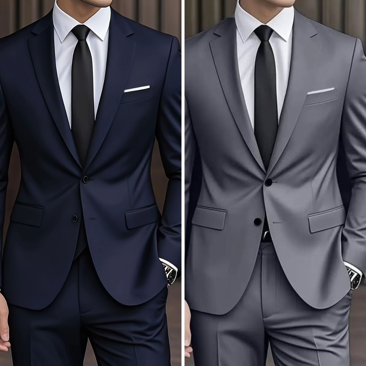 Men's Slim Fit Suit, 2 Piece Tailored Button-Up Blazer & Trousers Set for Formal Events 15