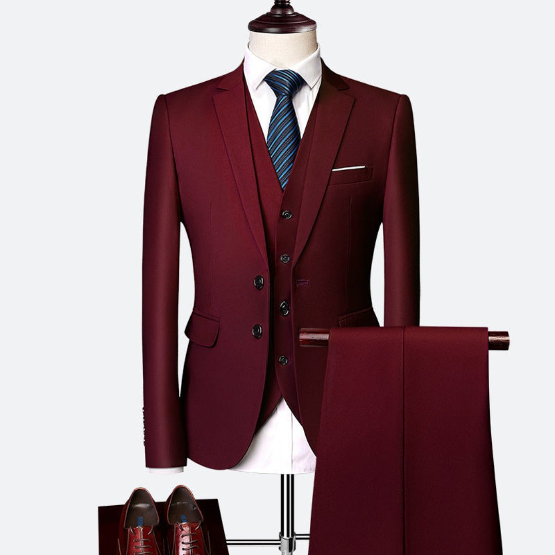 Men's 3 Piece Suit, Double-Breasted Tailored Formal Blazer Waistcoat & Trousers Set 10