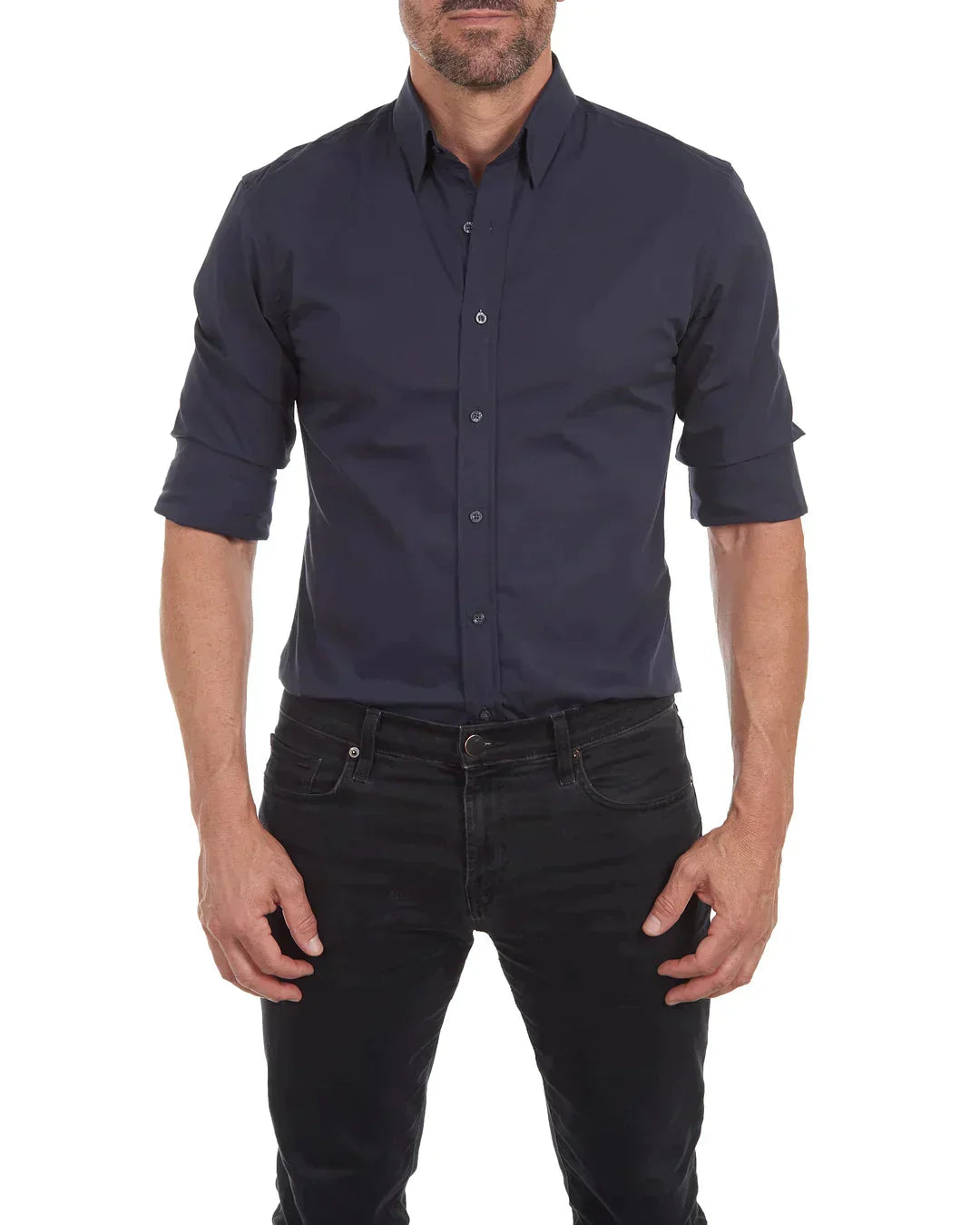 Men's Zip-Up Shirt, Long Sleeve Classic Collar Slim Fit Smart Casual Everyday Shirt 16