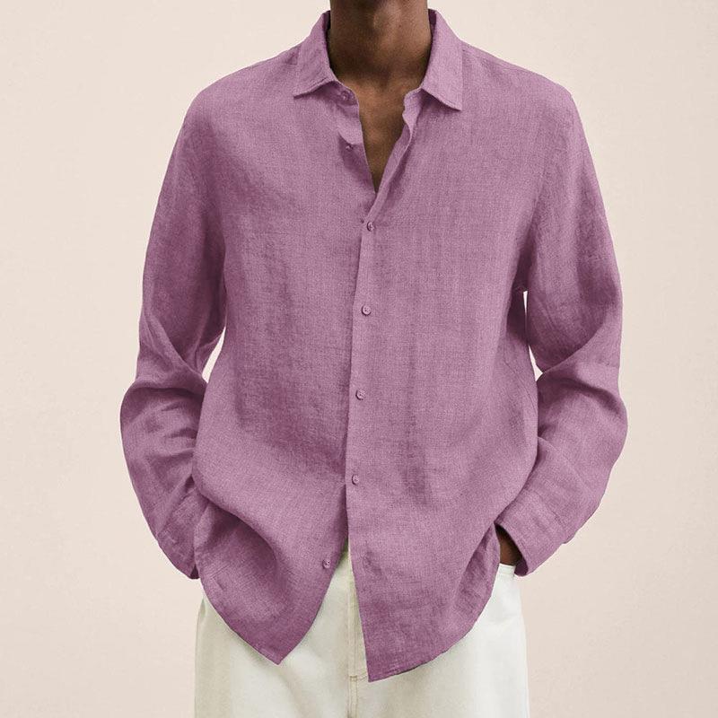 Men's Long Sleeve Shirt, Classic Fit Button-Up Collar Smart Casual Cotton Shirt 8
