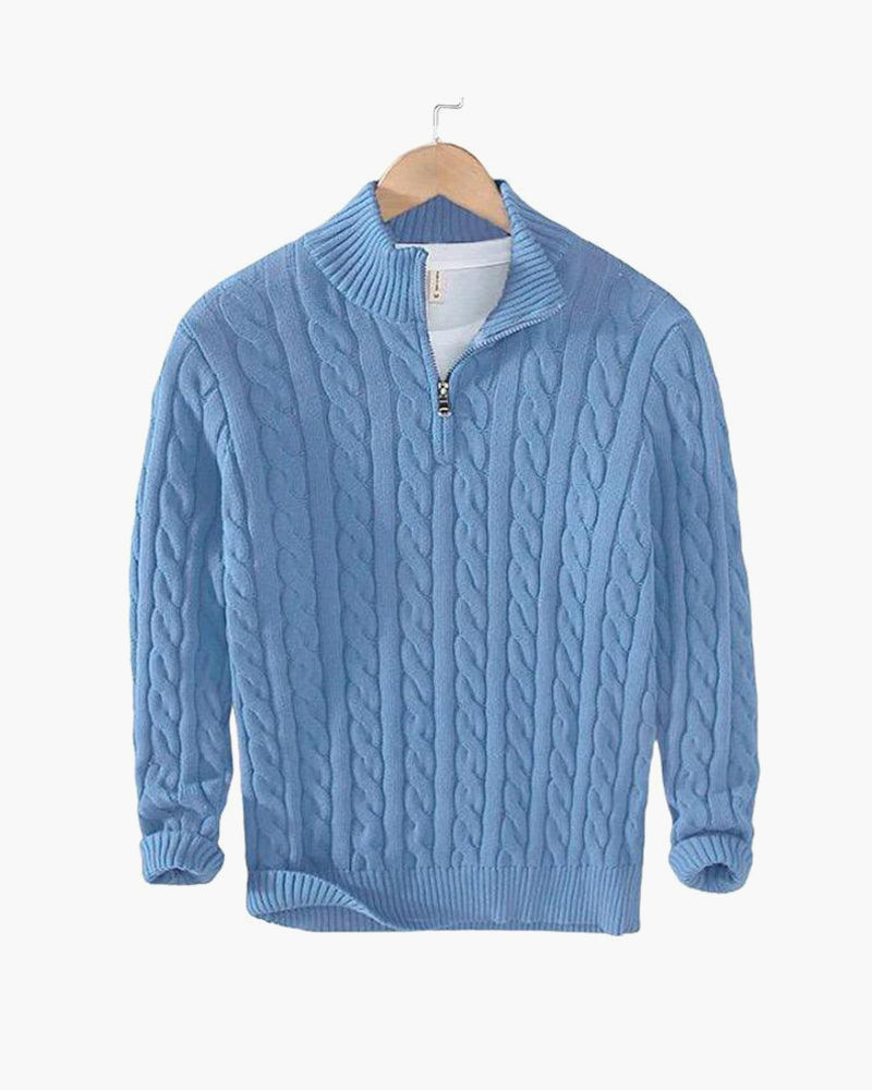 Cable-Knit Half-Zip Sweater