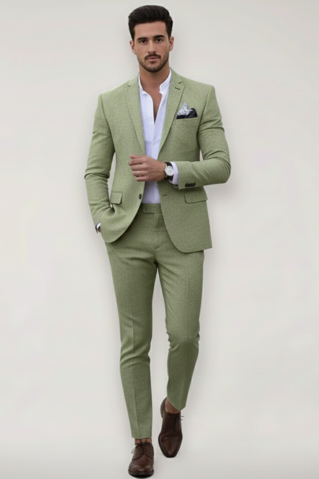 Men's Slim Fit Spring Suit, 2 Piece Modern Tailored Blazer & Trousers Set for Weddings 2