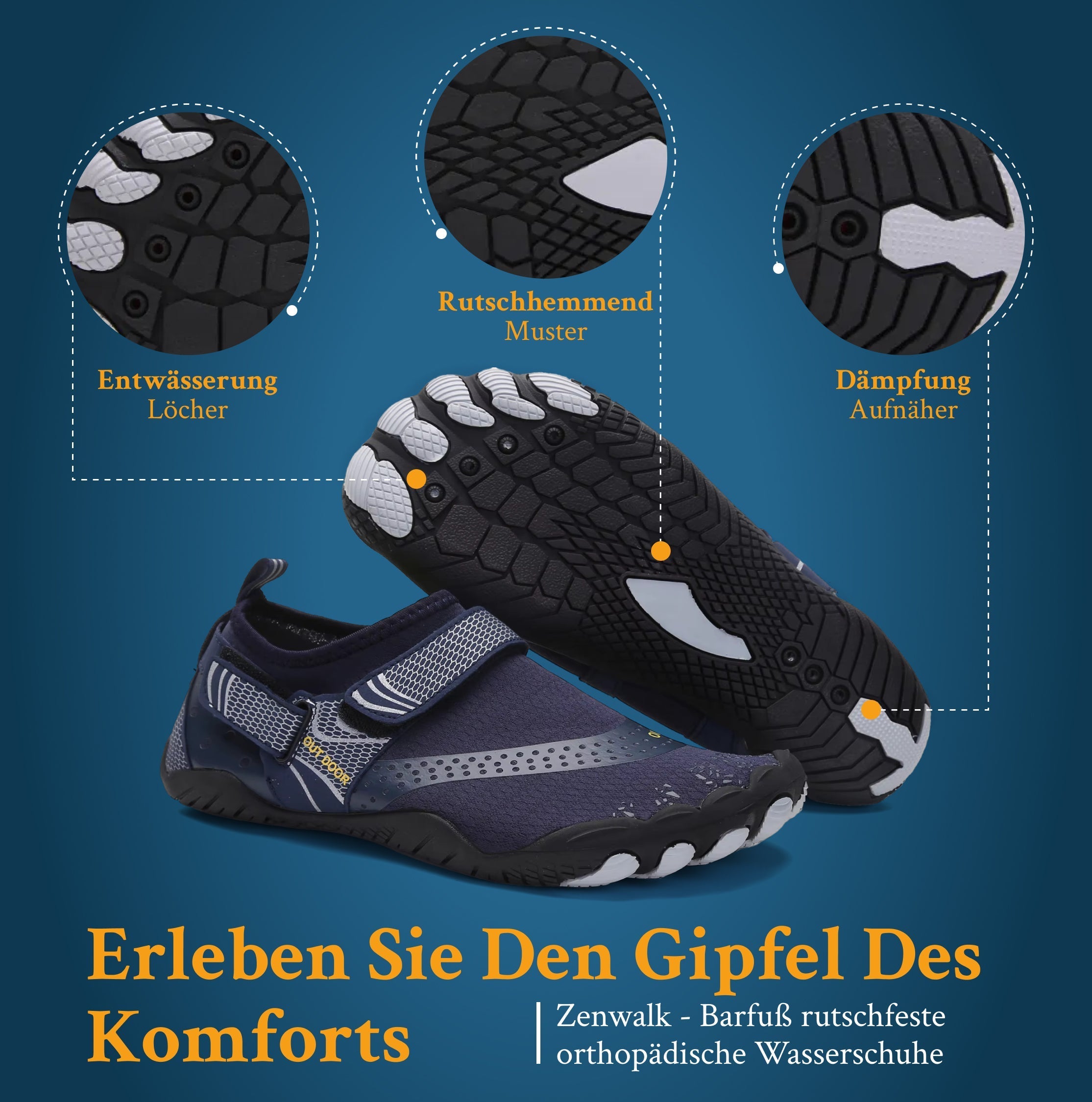 Men's Water Shoes, Non-Slip Quick-Dry Adjustable Strap Lightweight Summer Beach Shoes 13