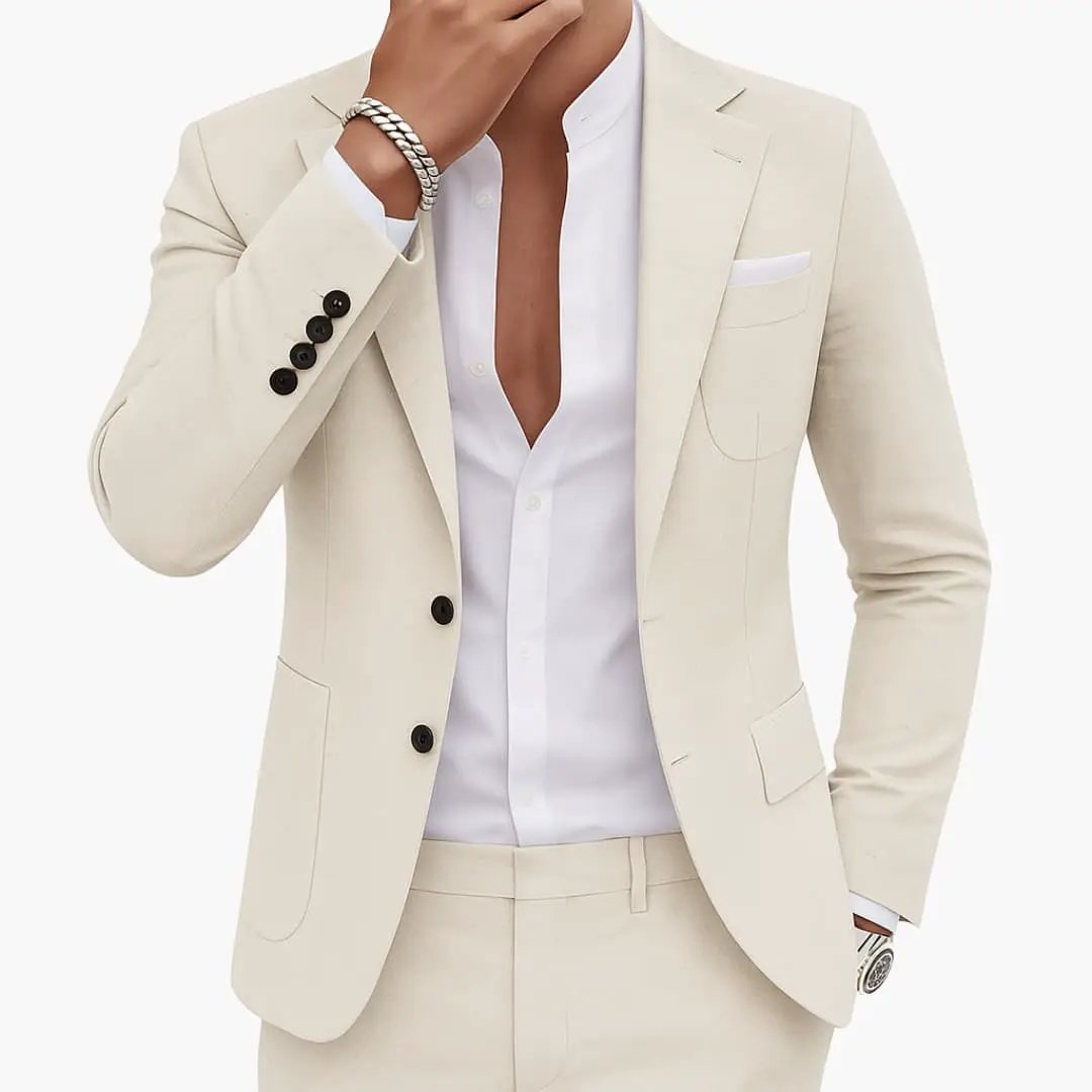 Men's 2 Piece Wedding Suit, Slim Fit Tailored Blazer & Trousers Set for Formal Events 3