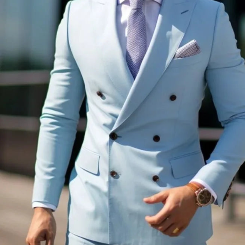 Men's Double Breasted Suit Set, Slim Fit Structured Blazer & Trousers for Weddings & Events 2