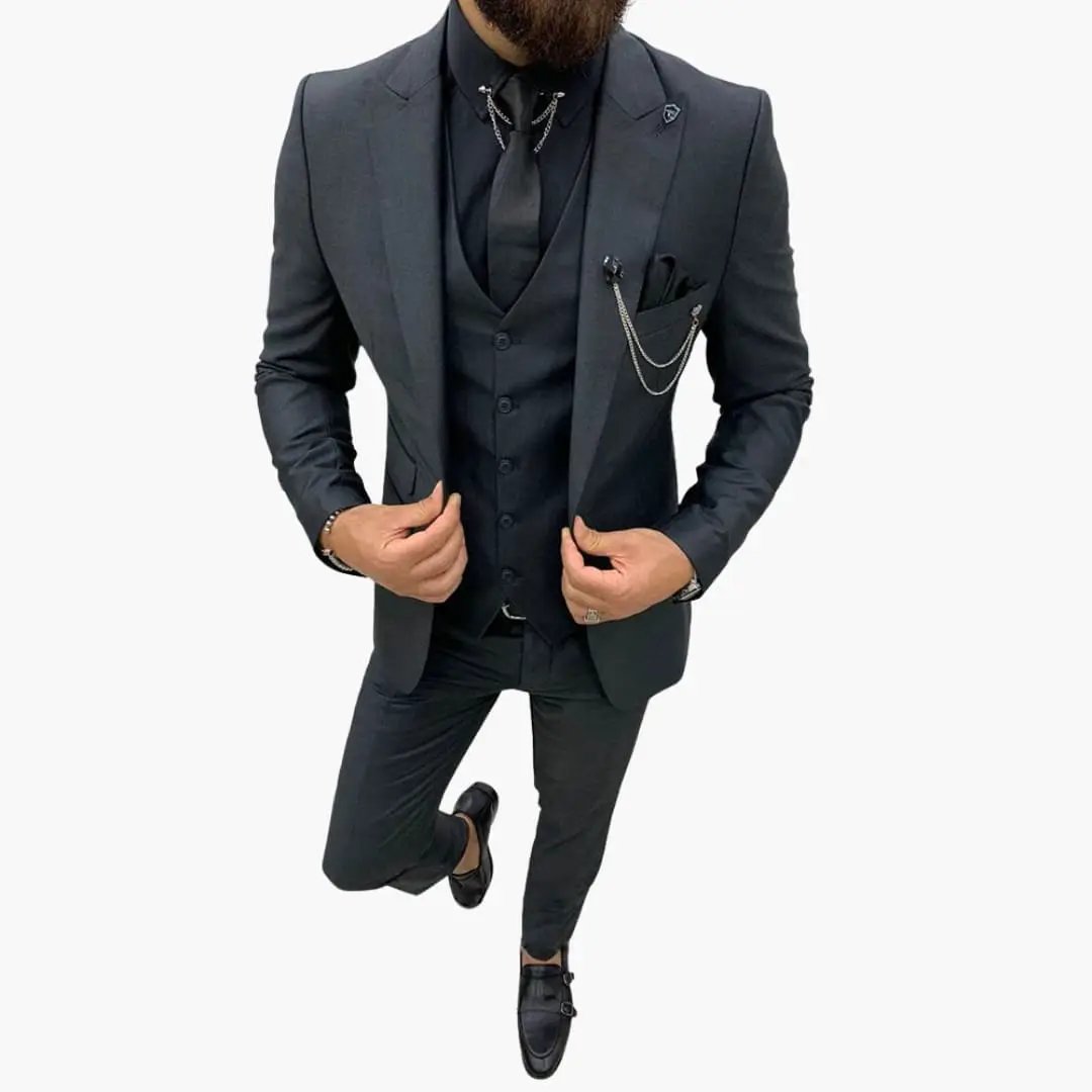 Men's Wedding Suit, Slim Fit Notch Lapel Blazer Waistcoat & Trousers Set for Formal Occasions 6