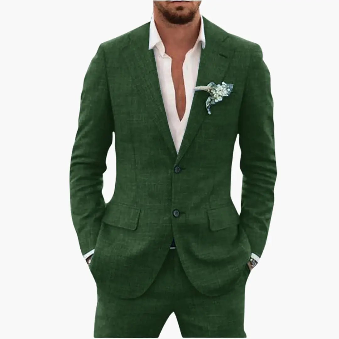 Men's Slim Fit Suit, 2 Piece Notch Lapel Blazer & Straight Trousers Set for Weddings 23