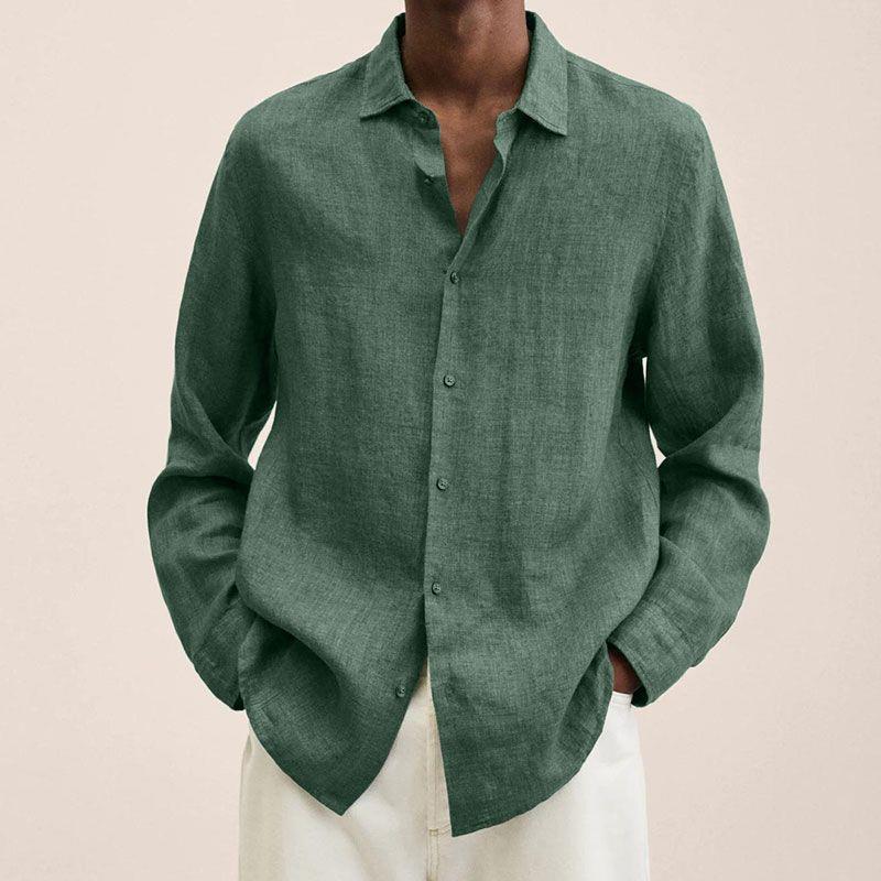 Men's Long Sleeve Shirt, Classic Fit Button-Up Collar Smart Casual Cotton Shirt 5