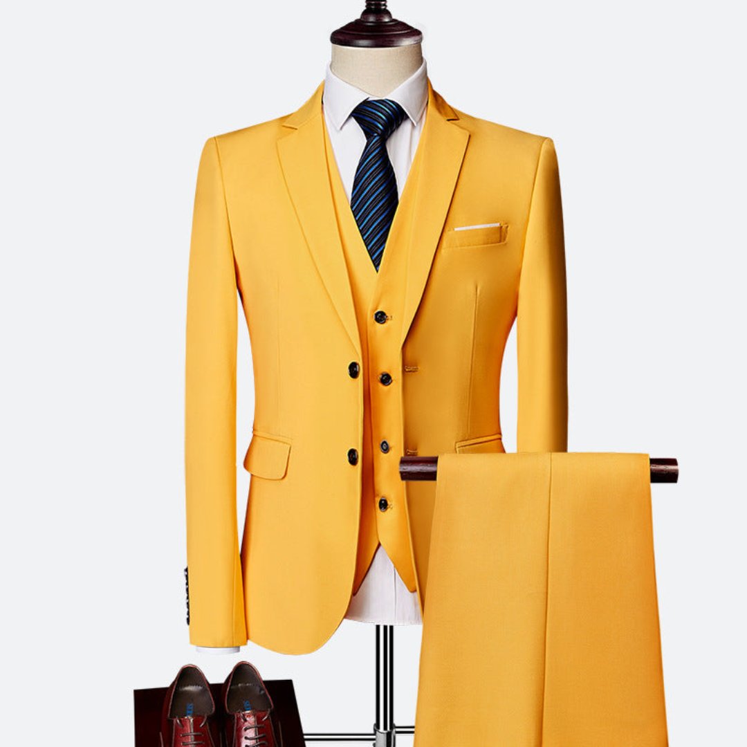 Men's 3 Piece Suit, Double-Breasted Tailored Formal Blazer Waistcoat & Trousers Set 8