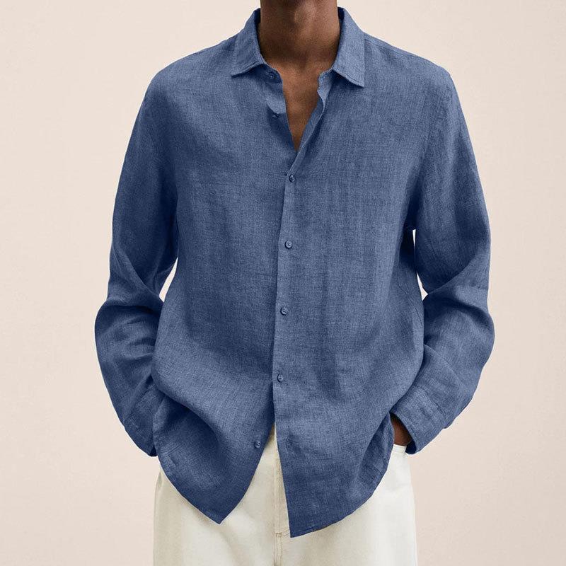 Men's Long Sleeve Shirt, Classic Fit Button-Up Collar Smart Casual Cotton Shirt 4