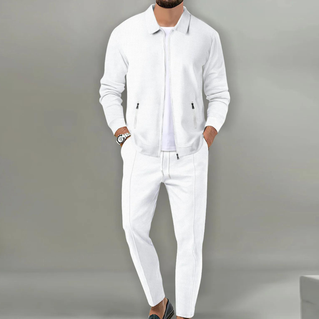 Men's 2 Piece Tracksuit Set, Bomber Jacket & Elastic Trousers Casual Sporty Outfit 2