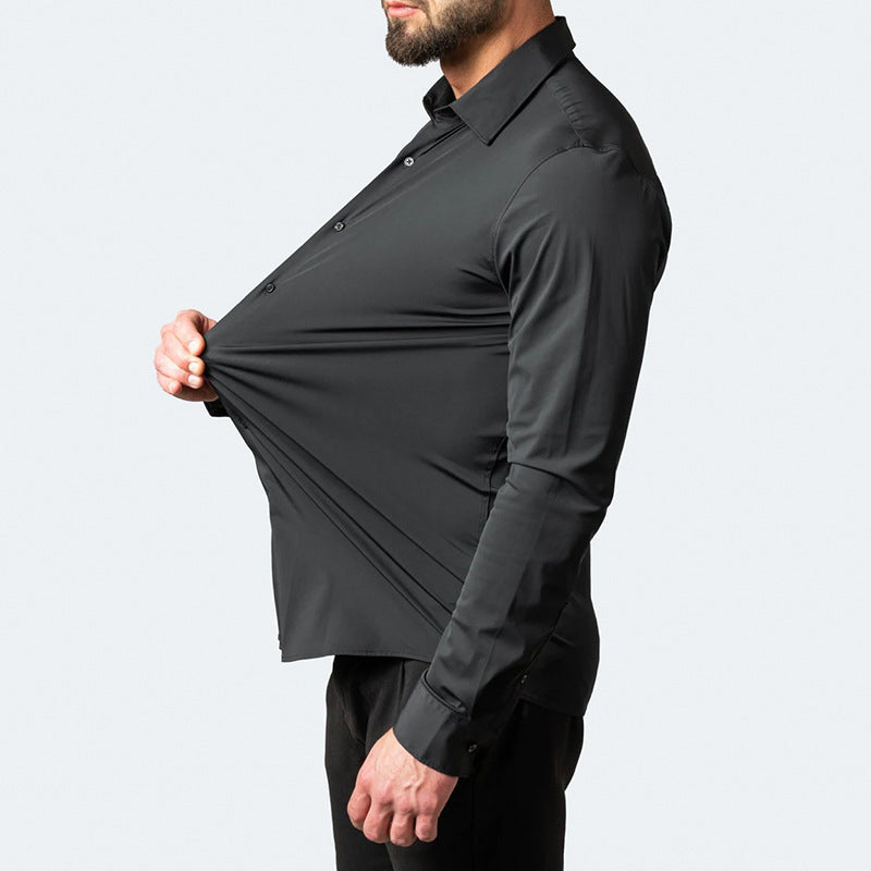 Men's Long Sleeve Shirt, Slim Fit Stretch Smart Casual Button-Down Dress Shirt for Everyday Wear 3