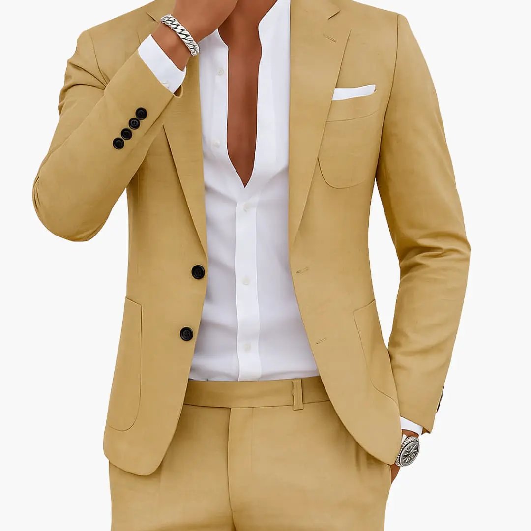 Men's 2 Piece Wedding Suit, Slim Fit Tailored Blazer & Trousers Set for Formal Events 2