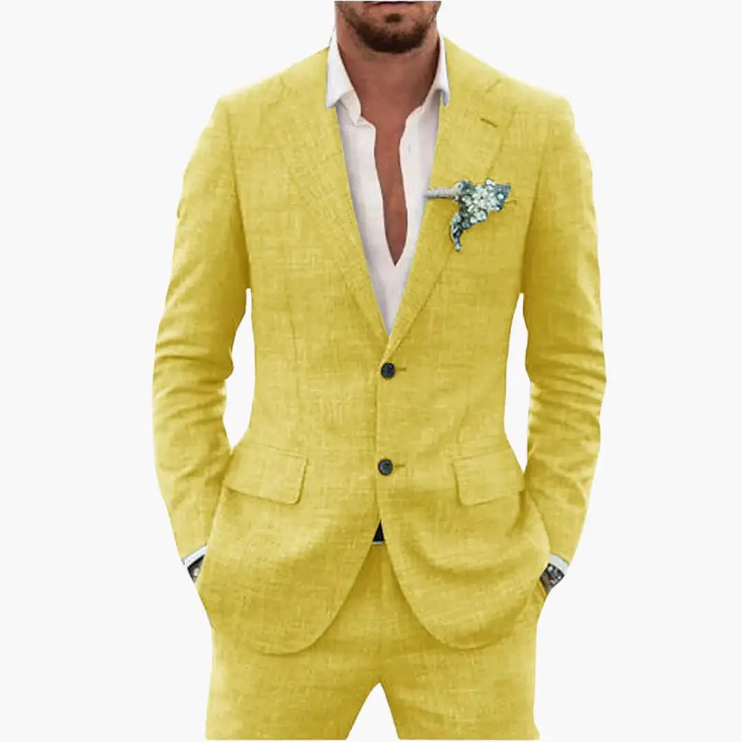 Men's Slim Fit Suit, 2 Piece Notch Lapel Blazer & Straight Trousers Set for Weddings 17