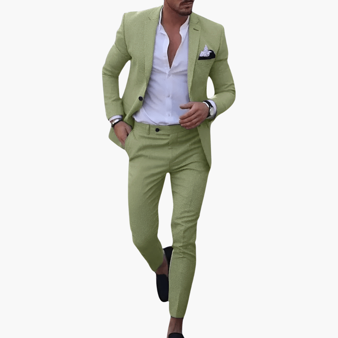Men's Slim Fit Summer Suit, 2 Piece Tailored Blazer & Trousers Set for Weddings & Events 4