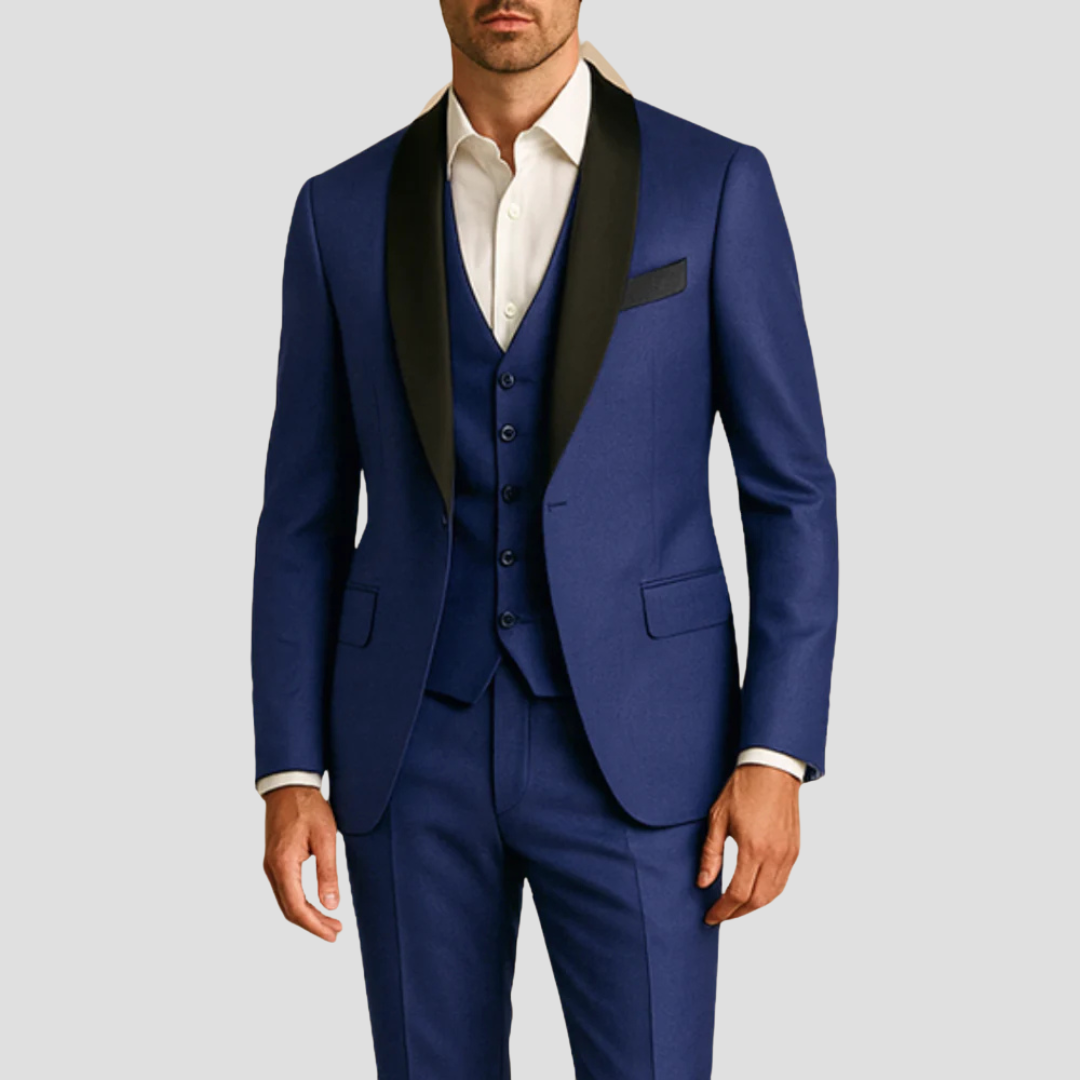 Men's Slim Fit Tuxedo Suit, 3 Piece Dinner Jacket Waistcoat & Trousers Set for Weddings 2