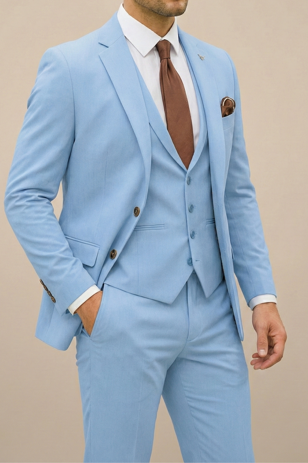 Men's Slim Fit 3 Piece Suit, Tailored Blazer, Waistcoat & Trousers Set for Weddings & Events 3