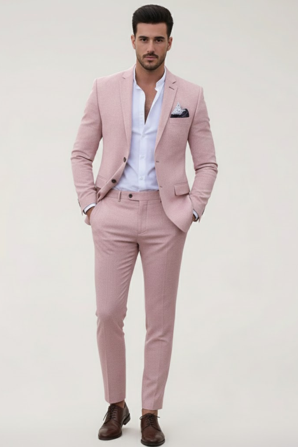 Men's Slim Fit Spring Suit, 2 Piece Modern Tailored Blazer & Trousers Set for Weddings 3