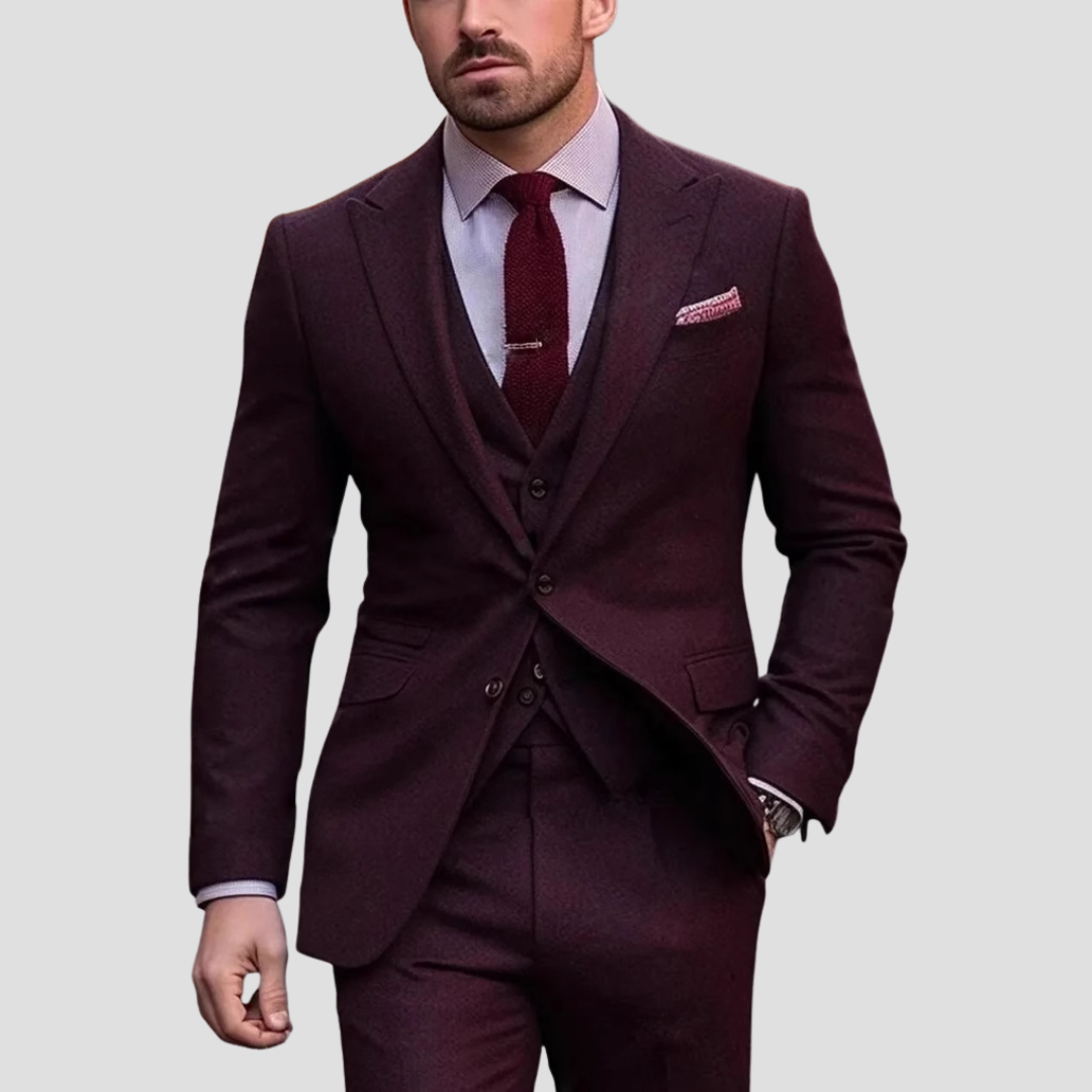 Men's 3 Piece Suit, Slim Fit Tailored Blazer Waistcoat & Trousers Set for Weddings 3