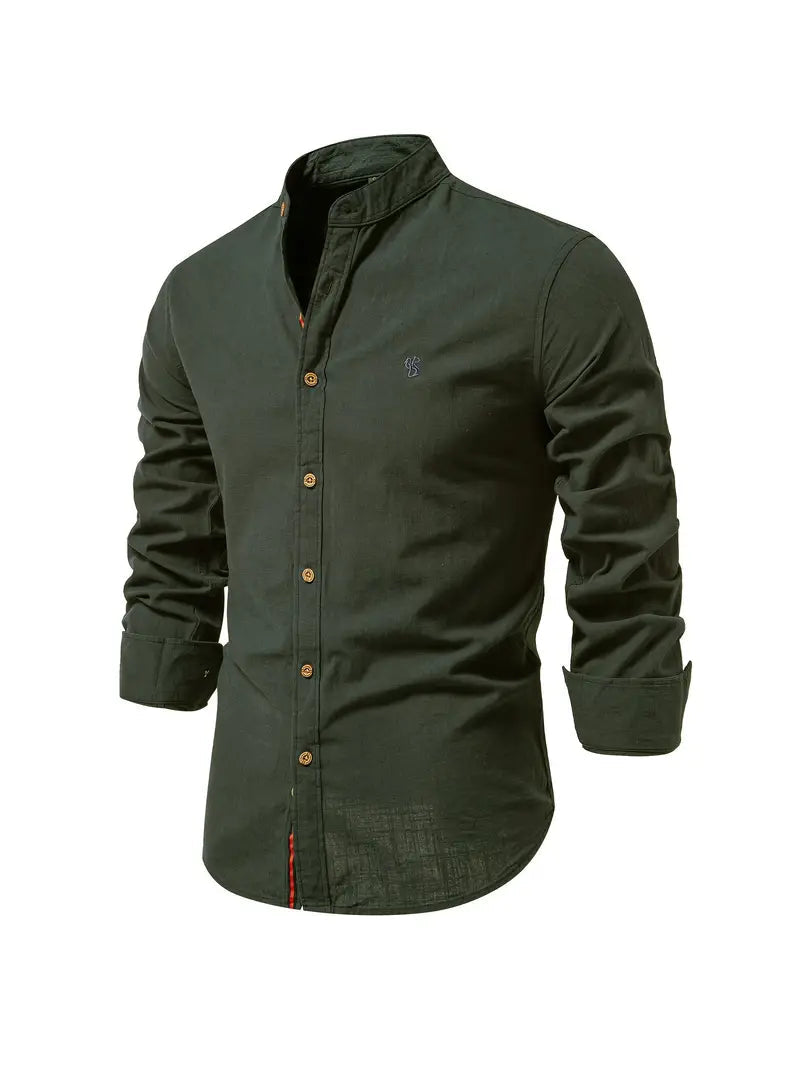 Men's Casual Shirt, Long Sleeve Button-Up Slim Fit Smart Casual Everyday Cotton Shirt 13